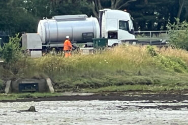 The sewage tanker by the pumping station