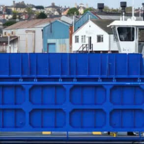 floating bridge getting chained