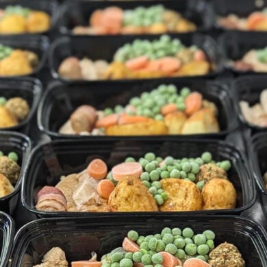 Frozen Christmas Dinners in disposal packaging