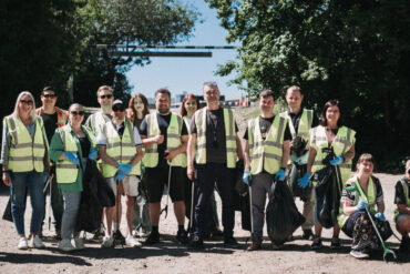 Litter pickers in the summer