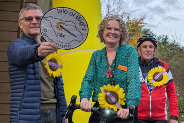 Representatives from The Wayfarer Cycle Touring Club and Red Funnel which supports the event with Mountbatten CEO Becky McGregor
