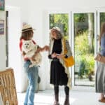Sadie Tierney talking to visits to her studio during Open Studios 2025