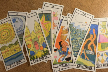Sandown Tarot cards laid out on a table
