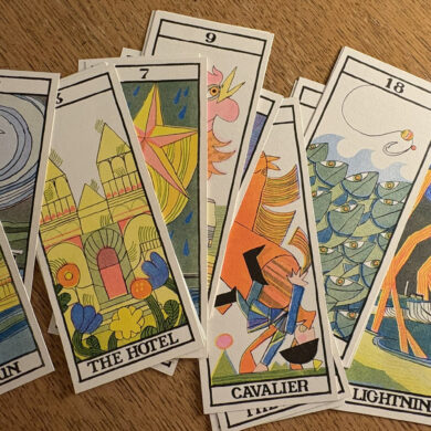 Sandown Tarot cards laid out on a table