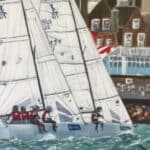 Stuart Greenfield painting of boats on the solent during cowes week