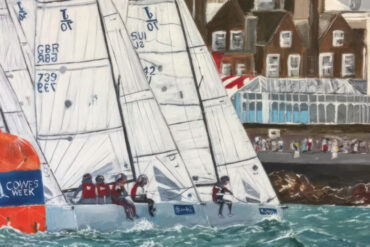 Stuart Greenfield painting of boats on the solent during cowes week