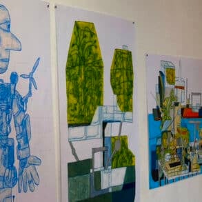 Tommy's drawings in Clayden gallery