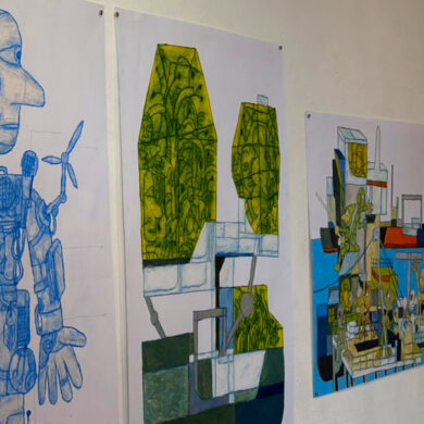 Tommy's drawings in Clayden gallery