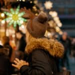 Twinkly lights and lit-up stalls at the christmas market