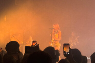 Wet Leg band members on stage at Portsmouth's guildhall on 20th November 2025