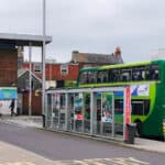 Newport Bus Station, with passengers waiting for buses