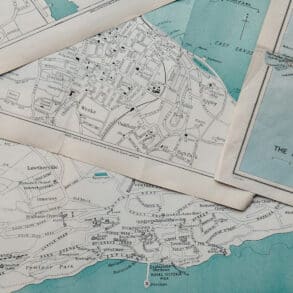 Number of maps laid out on a table