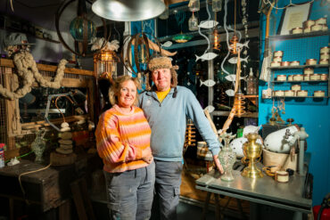 Pippa and Charlie, lighting specialists at the Octopus Workshop