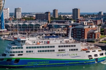 Victoria of Wight ferry in Portsmouth harbour