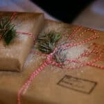 christmas presents wrapped in brown paper