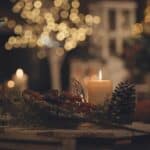 christmas wreath and candle