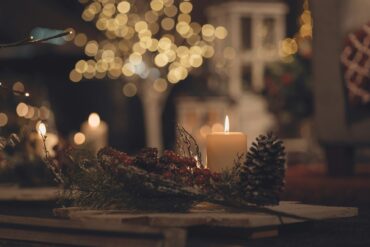 christmas wreath and candle