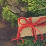 christmas present in a christmas tree