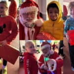 montage of photos of children meeting 'father christmas' at SEND Xmas Party