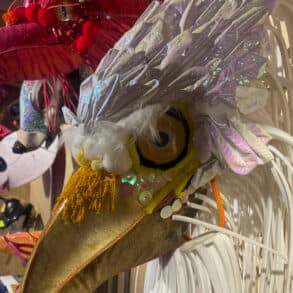 Carnival animal costume heads on display at Department