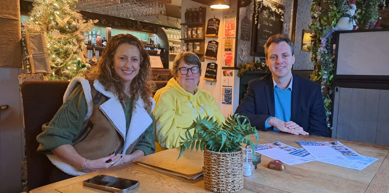 Joe Robertson meeting with local businesses