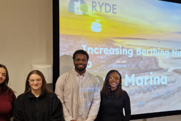 Four students from Portsmouth Uni who worked on the Marina Works Consultancy
