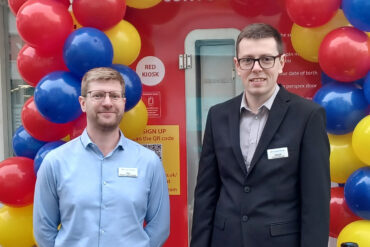 Peter Carey, regional support manager for Hampshire and Isle of Wight and Edward Lloyd, manager of the Cowes Day Lewis pharmacy