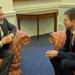 Richard Quigley MP and Exchequer Secretary to the Treasury Dan Tomlinson MP
