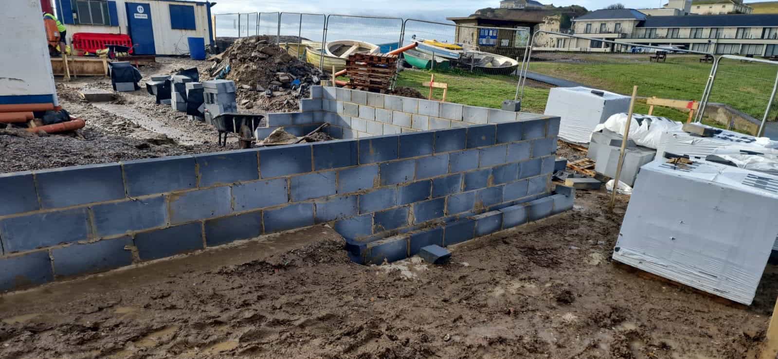 View of the lifeboat station and footings
