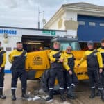 Lifeboat crew outside the lifeboat station