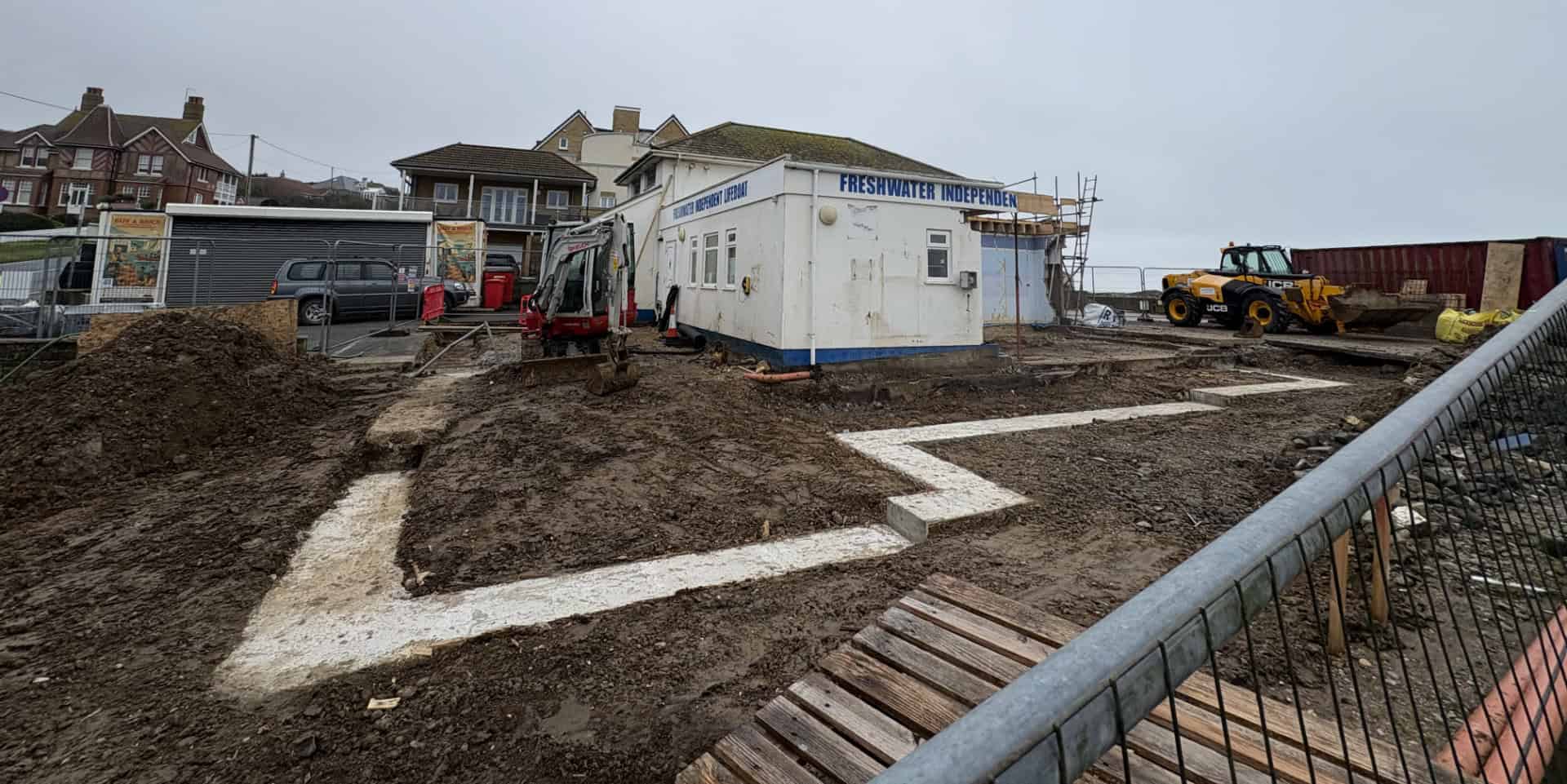 View of the lifeboat station and footings