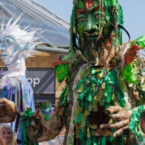 The giant green man carnival puppet at Ryde Children's carnival