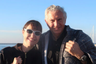 Peter and Amanda Bassett standing on Cowes seafront