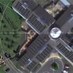 aerial view of Sevenacers showing solar panels
