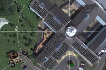 aerial view of Sevenacers showing solar panels