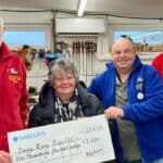 Trustees from Nettlestone and Seaview Shed presenting their cheque for £1,000 to Michele Newton