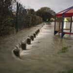 Flooding in Simeon Rec Ground following flash floods