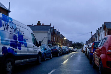 Photo shows a narrow road towards the turning area from Yarborough Road end