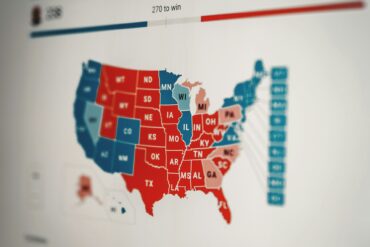 USA election results map on computer screen