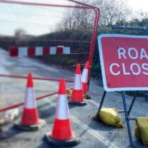 Rod closed signs at firestone copse