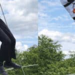 man in harness on a tightrope cropped 2