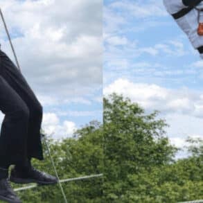 man in harness on a tightrope cropped 2