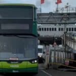 southern vectis electric bus departing the red funnel ferry