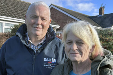 Tracey Geduld with a member of SSAFA, the Armed Forces charity
