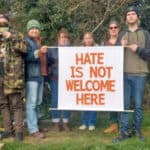 People at anti-hate protest outside Robin Hill