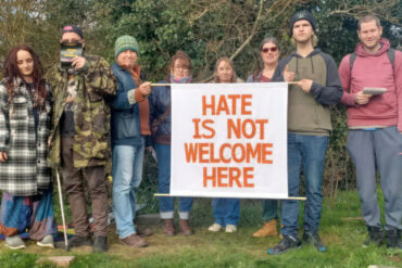 People at anti-hate protest outside Robin Hill