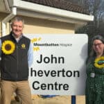 Darren Seward, Agent at NFU Mutual New Forest, Isle of Wight and Bournemouth (left) and Charlotte Hornblow, Community Fundraising Lead at Mountbatten Isle of Wight (right)