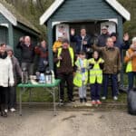 East Cowes Spring beach clean volunteers having a tea break