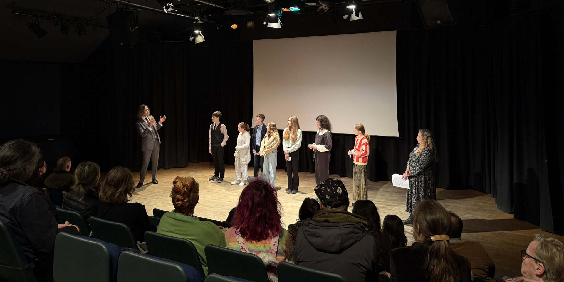 Film Launch at Quay Arts - Mr Torrington & Students on stage