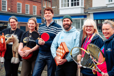 From left, Charlotte Hornblow and Harri McNeil (Mountbatten Isle of Wight); Mike Christie (Wight Games Festival founder), Matt Hitt (Independent Arts); Sally Hillyear and Kate Sandys (Isle of Wight NHS Trust Charity)